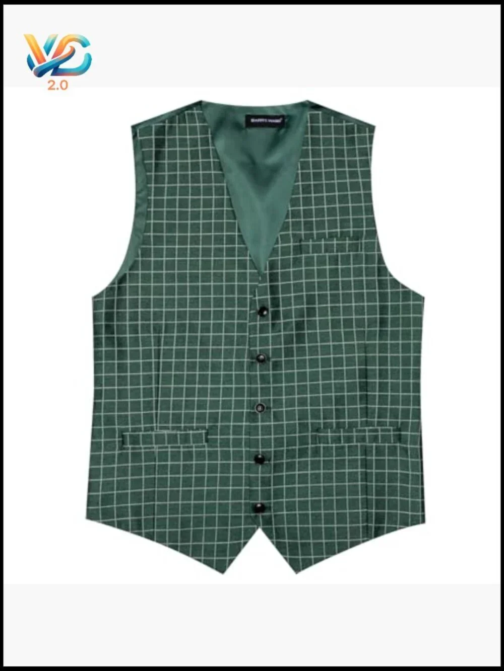 Men's Slim Fit Plaid Vest Set with Tie Pocket Square Cufflinks